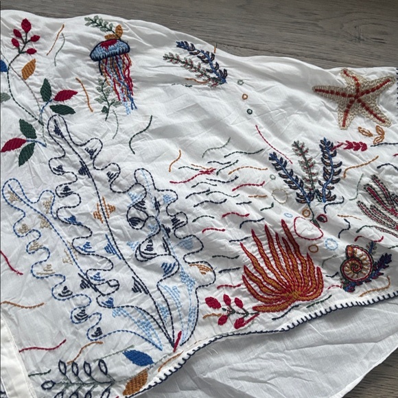 Zara | Multicolour Down by the Sea 100% Cotton Embroidered Kimono Sz Small - Picture 8 of 16